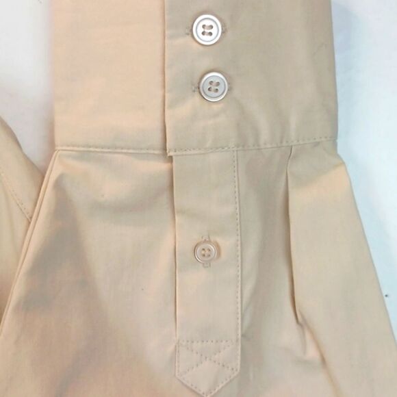 Womens oversized long-sleeve drop shoulders button-down beige shirt sz L Casual - Picture 4 of 7